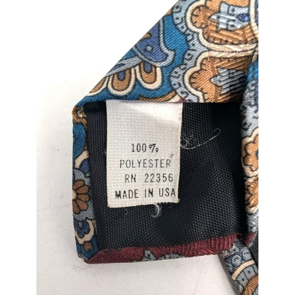 Adolfo Blue Red Gold Paisley Polyester Necktie Standard 58 Inch - Picture 6 of 6
